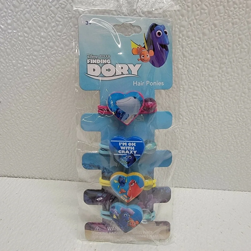 12pcs Disney Pixar Finding Dory Girls Hair Ponies / Ties. Nemo Fish Hearts